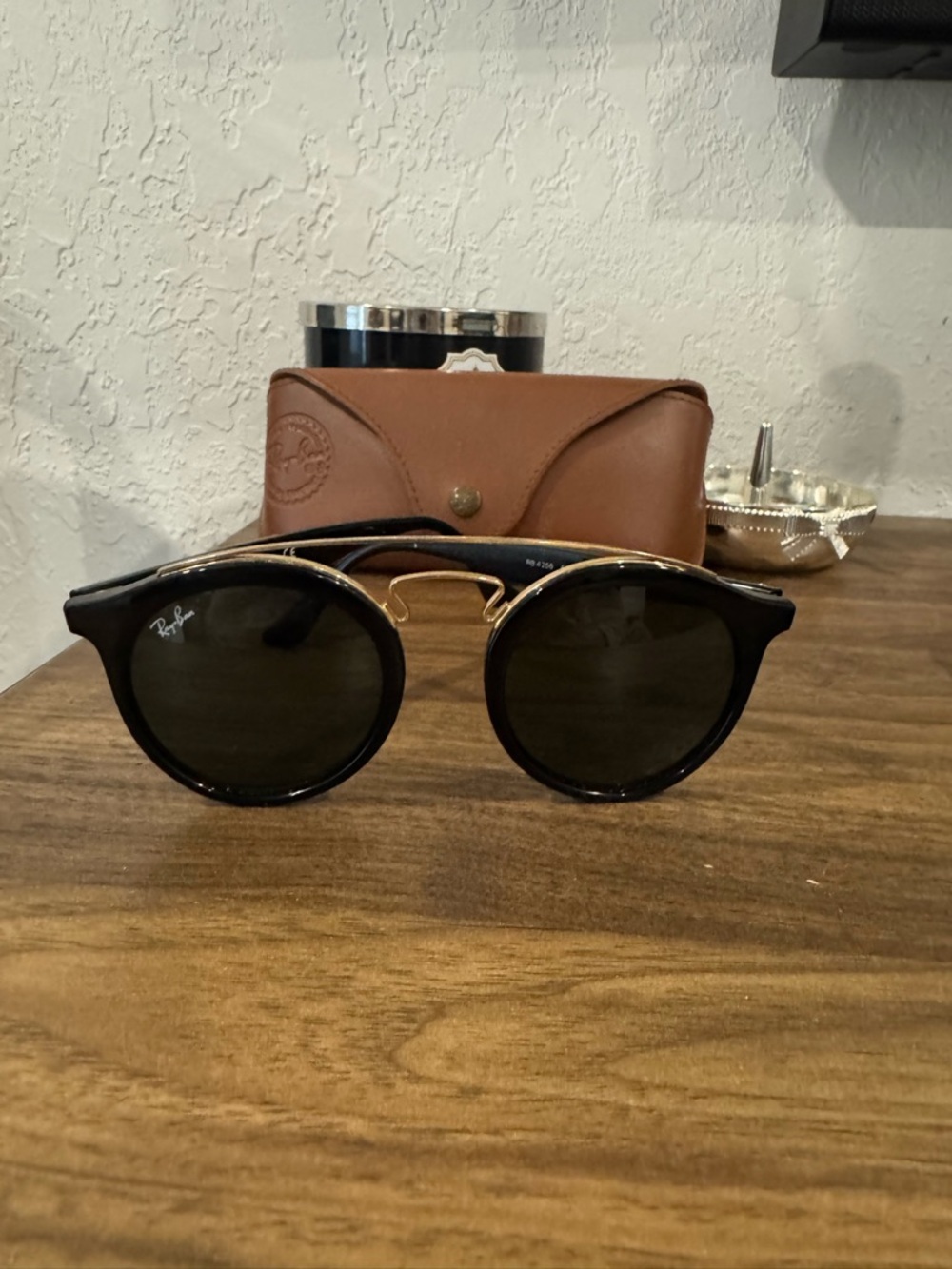 Ray-Ban Black Gatsby Sunglasses with Gold Bridge